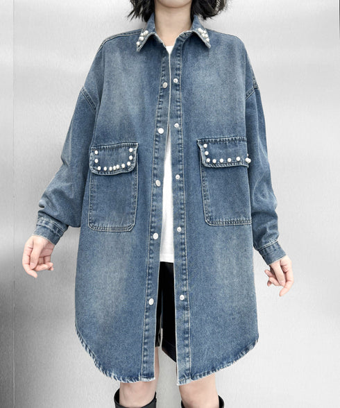 Loose Rivet Denim Blouse